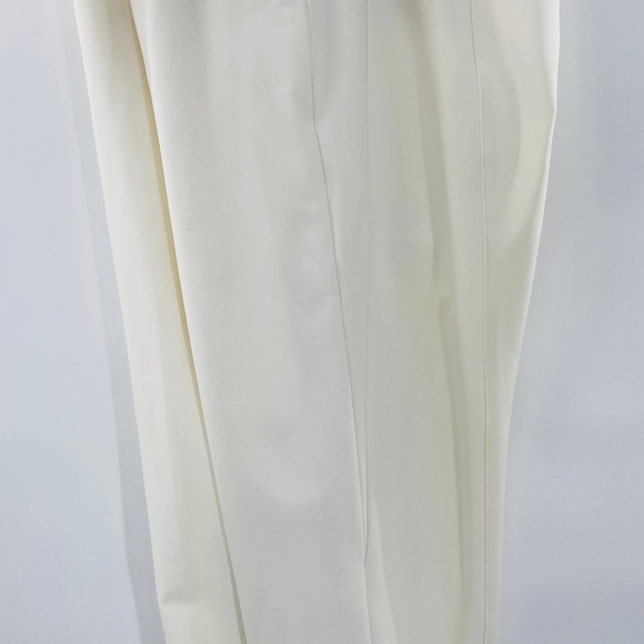 Escada Turka Buckle Hem Cropped Trousers Cream Off White Pants Flat Front Sz 14 - Picture 14 of 14